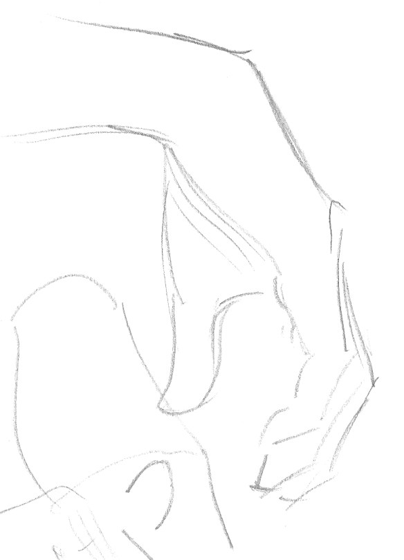 A quick sketch of a hand that I saw on the bus. I do love that angle...